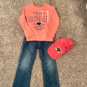 Girls Children’s Place outfit with hat.